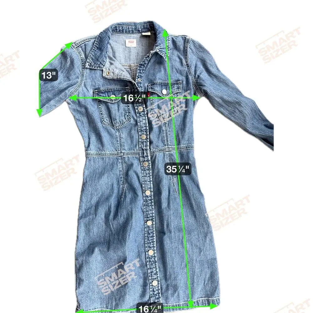 Levis Y2K Denim Dress XS EUC Button Front - Picture 3 of 8